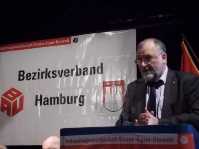 Klaus Wiesehügel spricht zu den Delegierten, Bezirksverbandstag Hamburg Klaus Wiesehügel spricht zu den Delegierten, Bezirksverbandstag Hamburg