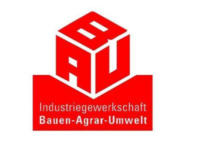 BAU-Logo mit Schriftzug "Industriegewerkschaft Bauen-Agrar-Umwelt" BAU-Logo mit Schriftzug "Industriegewerkschaft Bauen-Agrar-Umwelt"