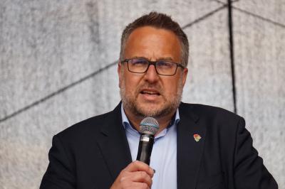 Carsten Burckhardt auf der Hamburger Mai-Kundgebung Carsten Burckhardt auf der Hamburger Mai-Kundgebung