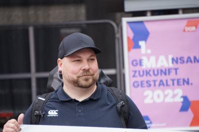 Pascal Lechner am 1. Mai in Hamburg (Foto: Harning). Pascal Lechner am 1. Mai in Hamburg (Foto: Harning).