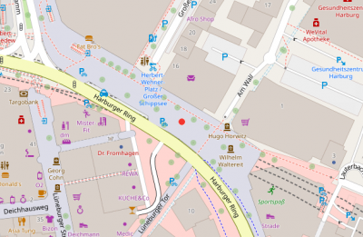 Karte von der Harburger Innenstadt. Karte von der Harburger Innenstadt.
