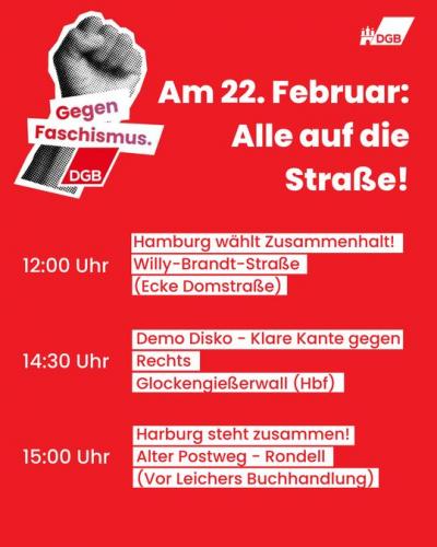 Flyer Antifaschistische Demonstrationen am 22.02.25